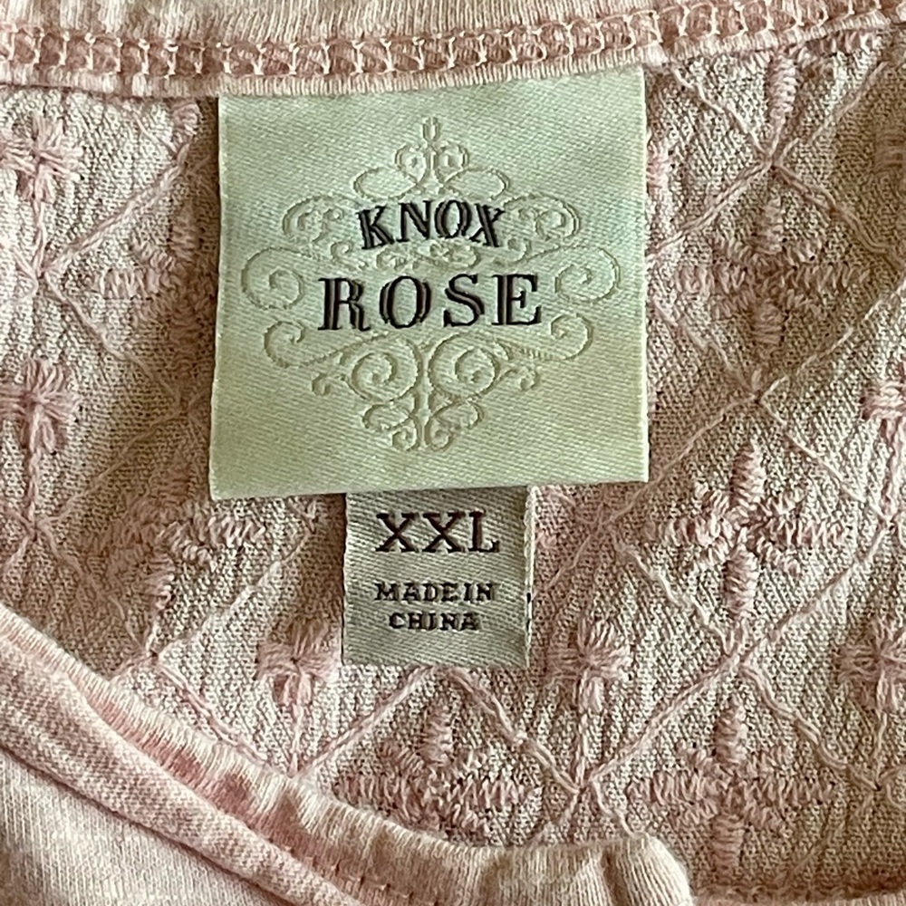 Knox Rose Blouse Light Pink Bohemian Short Sleeve Henley Embroidered Womens XXL - Picture 6 of 9